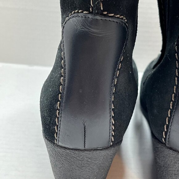 Pajar Wedge Suede Ankle Boots Black Contrast Stitch Shearling Lined Zipper‎ 8.5 - Picture 11 of 15